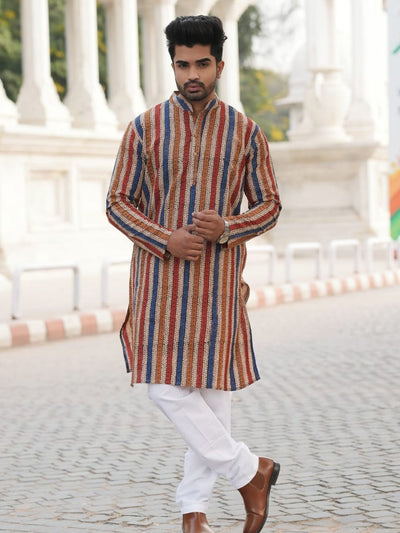 Indiehaat | Pure Cotton Block Print Kurta Pyjama Multicolor