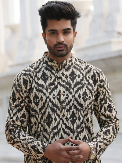 Indiehaat | Pure Cotton Block Print Kurta Pyjama White