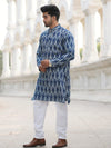 Indiehaat | Pure Cotton Block Print Kurta Pyjama Blue