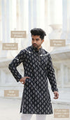 Indiehaat | Pure Cotton Block Print Kurta Pyjama Black
