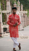 Indiehaat | Pure Cotton Shibori Dyed Kurta Pyjama Red