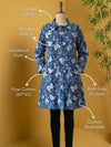 Indiehaat | Pure Cotton Blockprint Winter Jacket Blue