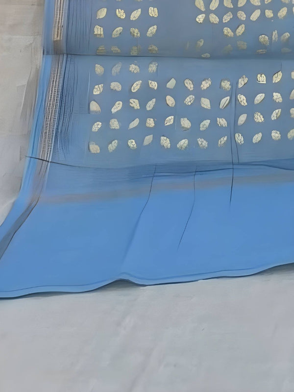 Indiehaat | Pure Chandei Silk Applique Saree Gray