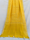 Indiehaat | Pure Chandei Silk Applique Saree Yellow
