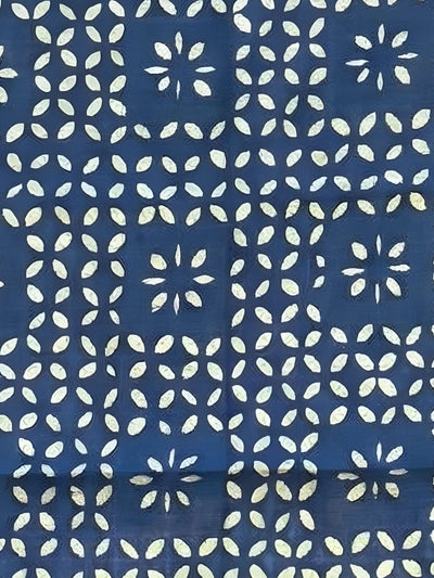 Indiehaat | Pure Chandei Silk Applique Saree Blue