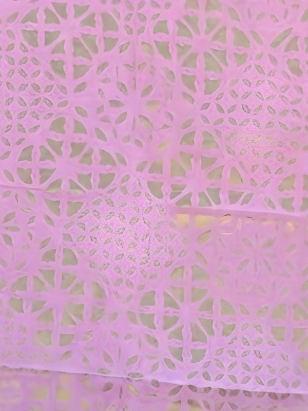 Indiehaat | Pure Chandei Silk Applique Saree Pink