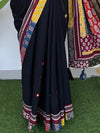 Indiehaat | Pure Mul Cotton Kantha Saree Black