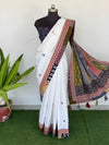 Indiehaat | Pure Mul Cotton Kantha Saree White