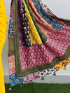 Indiehaat | Pure Mul Cotton Kantha Saree Yellow