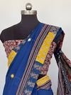 Indiehaat | Pure Mul Cotton Kantha Saree Blue