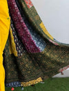 Indiehaat | Pure Mul Cotton Kantha Saree Yellow
