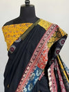Indiehaat | Pure Mul Cotton Kantha Saree Black