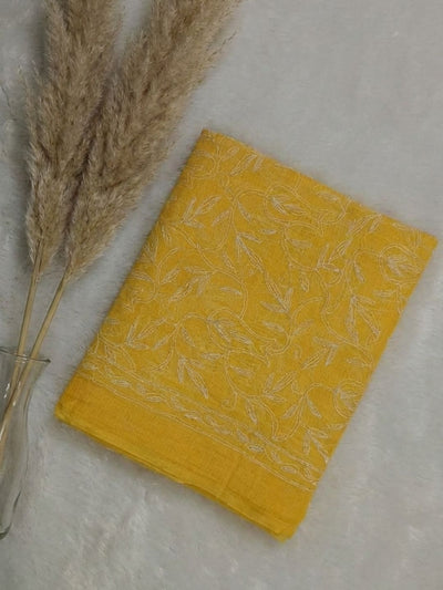 Indiehaat | Tepchi Handwork Kota Doria Saree Yellow