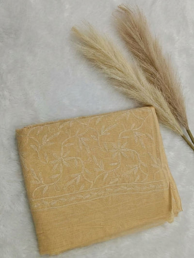 Indiehaat | Tepchi Handwork Kota Doria Saree Brown