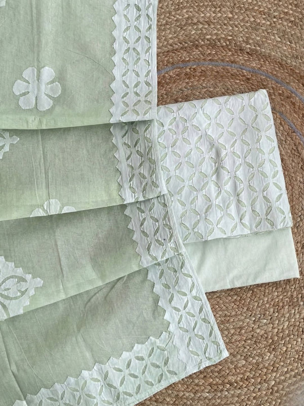 Indiehaat | Applique Cotton Suit (T+B+D) Gray