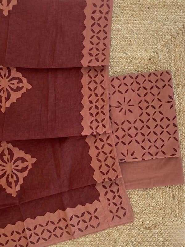 Indiehaat | Applique Cotton Suit (T+B+D) Brown