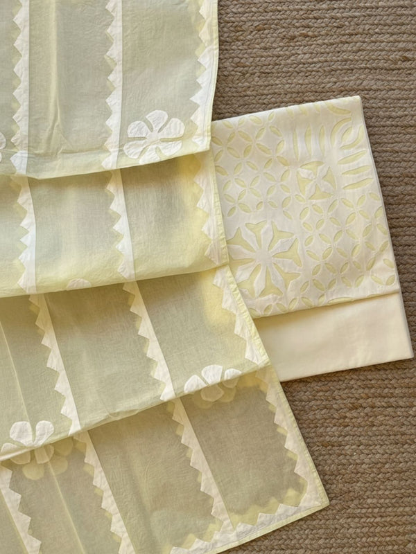 Indiehaat | Applique Cotton Suit (T+B+D) Yellow