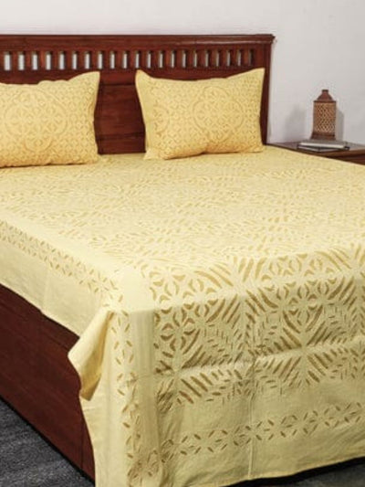 Indiehaat | Applique Double Bedsheet Yellow