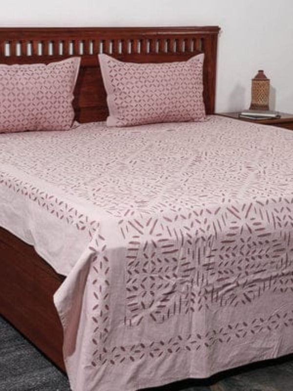 Indiehaat | Applique Double Bedsheet Purple