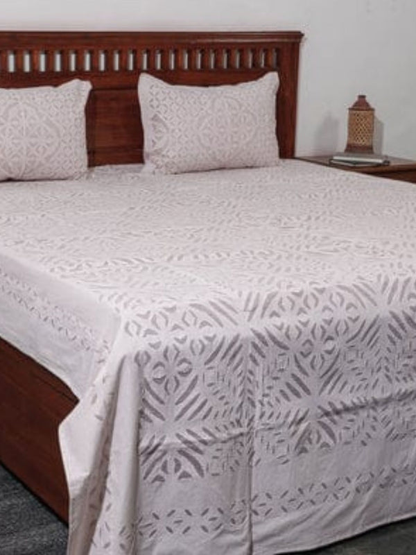 Indiehaat | Applique Double Bedsheet Pink