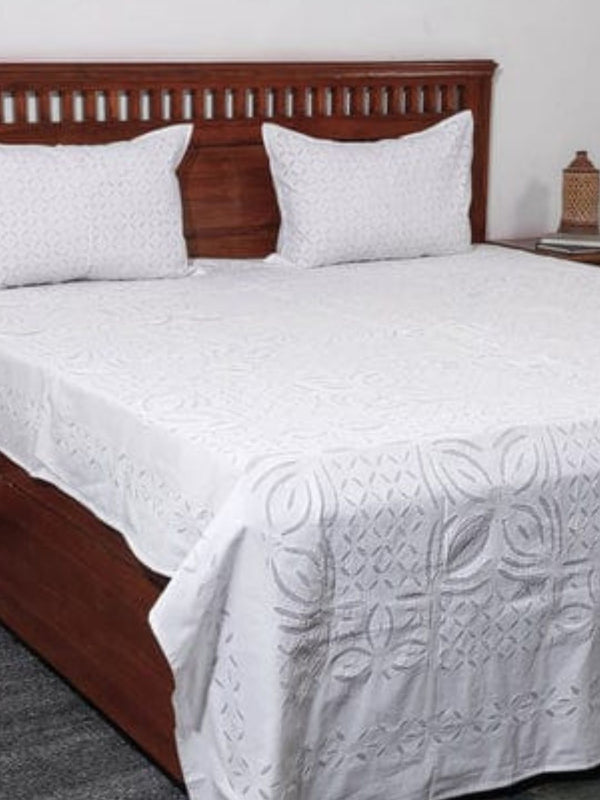 Indiehaat | Applique Double Bedsheet White