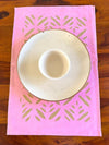 Indiehaat | Applique Cotton Table Runner & Mat Set Pink