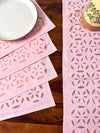 Indiehaat | Applique Cotton Table Runner & Mat Set Pink