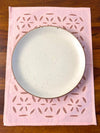 Indiehaat | Applique Cotton Table Runner & Mat Set Pink