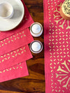 Indiehaat | Applique Cotton Table Runner & Mat Set Pink