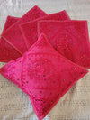 Indiehaat | Pure Cotton Embroidered Cushion Cover Pink