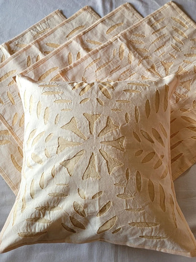 Indiehaat | Pure Cotton Applique Cushion Cover Peach