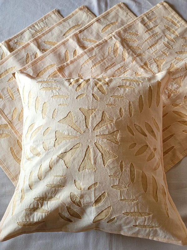 Indiehaat | Pure Cotton Applique Cushion Cover Peach