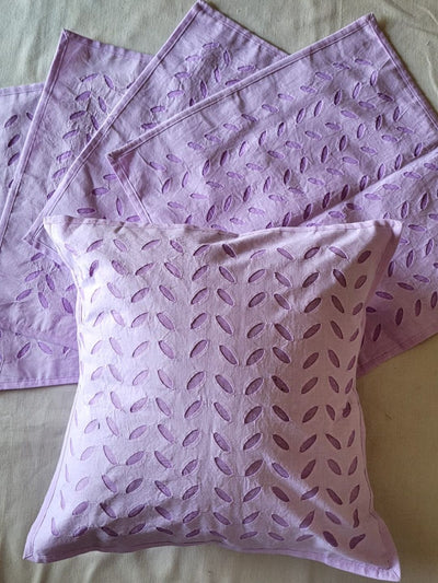 Indiehaat | Pure Cotton Applique Cushion Cover Purple