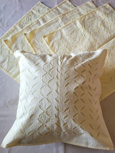Indiehaat | Pure Cotton Applique Cushion Cover Yellow