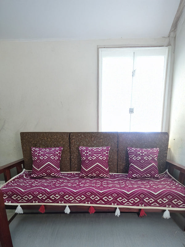 Indiehaat | Cotton Sofa Throw & Cushion Cover Pink