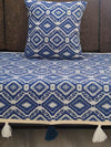 Indiehaat | Cotton Sofa Throw & Cushion Cover Blue