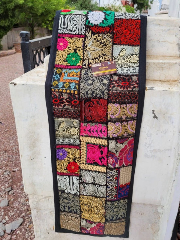 Indiehaat | Pure Cotton Kambadiya Work Table Runner Black