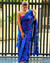 Silkmark Timeless Eri Tussar Silk Embroidered Blue Saree