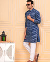 Indiehaat | BlockPrinted Cotton Kurta Pyjama Blue