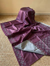 Indiehaat | Silkmark Tussar Silk Embroidery Saree Wine