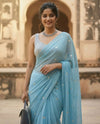 Indiehaat | Pure Mul Cotton Sequin Saree Blue