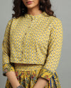 Indiehaat | Blockprinted Cotton Yellow Stitched Lehanga