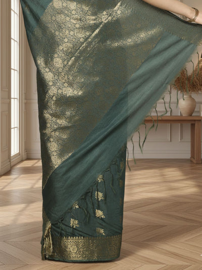 Luminous Banarasi Silk Jaquard Dark Green Saree