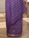Gilded Hue Kota Silk Zari Stripe Saree Purple