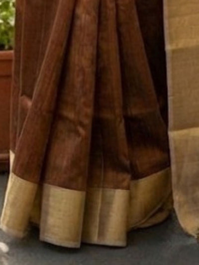 Indiehaat | Kota Silk Hand Dyed Saree Beige & Brown