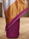 Royal Silk Linen Handdyed Purple Contrast Pallu Saree