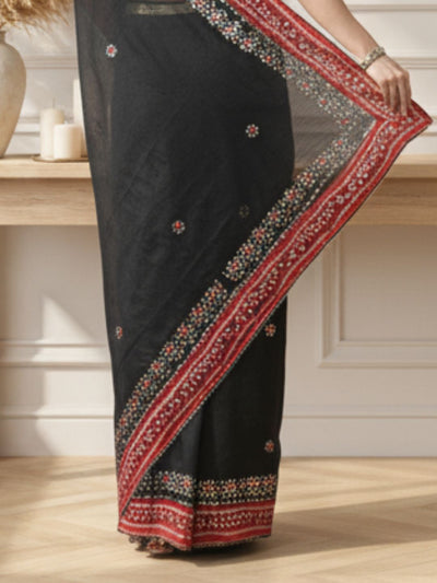 Gilded Grace Kota Cotton Gota Patti Saree Black