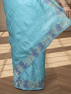 Silkmark Certified Lively Pure Tussar Cutwork Blue Saree