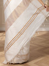 Handcrafted Gleaming Kota Silk White Jacquard Saree