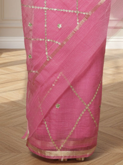Pankhudi Gota Patti Pink Kota Cotton Saree